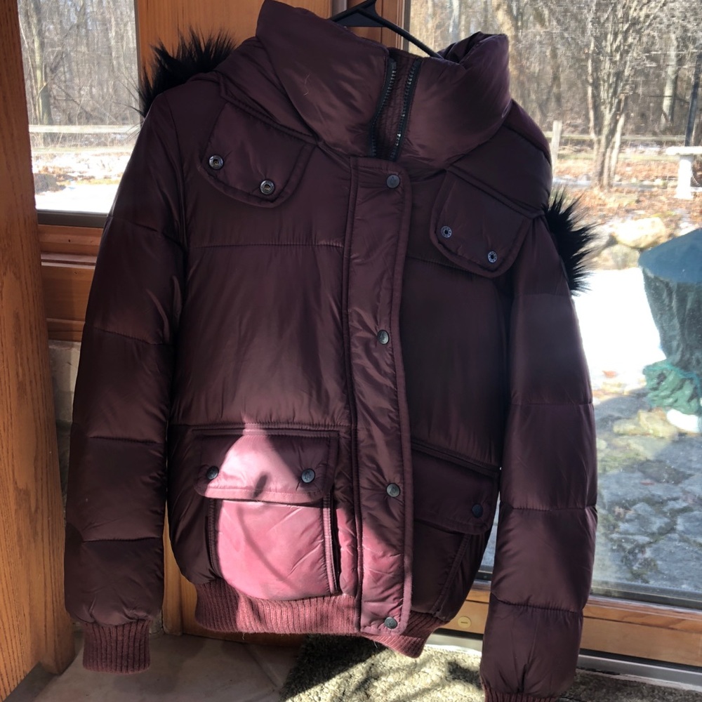 Abercrombie and Fitch Burgundy Puffer Jacket